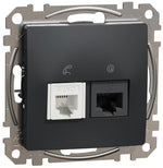 Розетка RJ11+RJ45 UTP cat.6 цвят Антрацит Sedna SE, SCHNEIDER ELECTRIC, SDD114468
