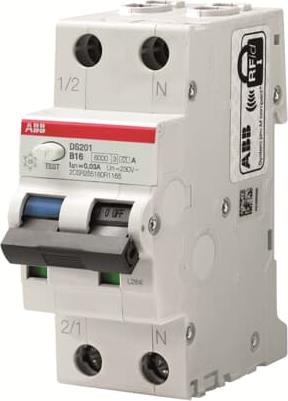ДТЗ комбинирана DS201 1P+N 16A крива B 30mA тип A 6kA 2 мод. ABB, 2CSR255180R1165