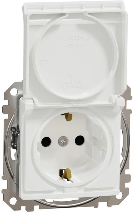 Контакт шуко с детска защита винт и капак цвят Бял Sedna SE, SCHNEIDER ELECTRIC, SDD111023