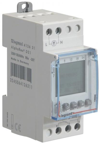 Реле за време, седмично, с LCD дисплей, 56x 1s, 1c/o 16A, 230Vac 2 модула Legrand, LEGRAND НИСКО НАПРЕЖЕНИЕ, 412631