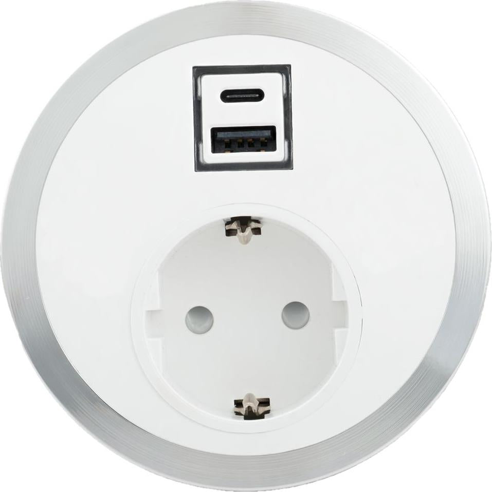 Модул Port El с 1х Шуко и USB тип A+C, цвят Бял, ABL, ABL Сърбия, 2F21F1A3