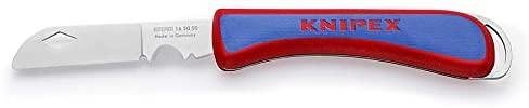 Сгъваем нож за електротехници, синьо-червена ръкохватка 120мм, Knipex - K162050SB