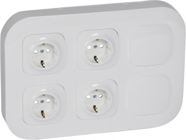 Конзола с 4х ШУКО и 2х глухо капаче Forix IP21 открит монтаж цвят Бял Forix Legrand, LEGRAND, 782497