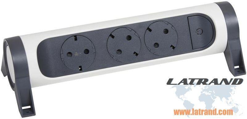 Разклонител БЯЛ/СИВ 3x2P+E без кабел Premium NEW Legrand 694543