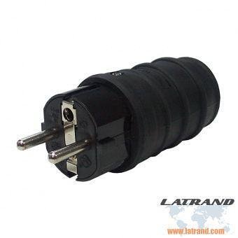 Щепсел черен 2Р+Т 16А ІР44 250V гумиран GAO - 0145H