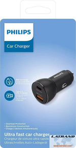 Зарядно за кола Philips - Phil-DLP2521/00, USB-A, USB-C, 30W,черно