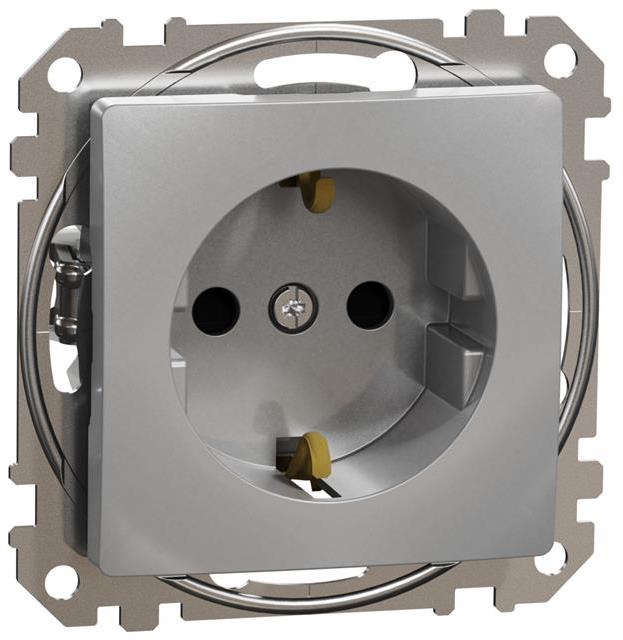 Контакт шуко с детска защита авт. цвят Алуминий Sedna SE, SCHNEIDER ELECTRIC, SDD113022