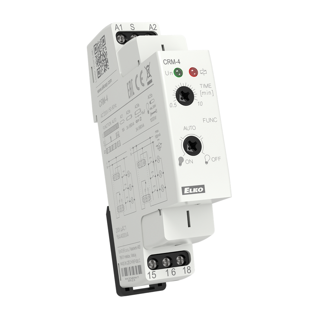 Стълбищен автомат, 1x 0.5m-10m, PT, 1c/o 16A, 230Vac, 1DIN, Elko EP, ELKO EP, CRM-4/230V