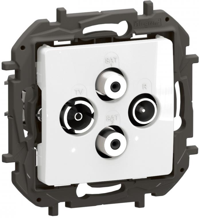 Розетка TV-R-SAT1-SAT2 индивидуална 1.5dB цвят Бял Niloe New Legrand, LEGRAND, NP4108WH