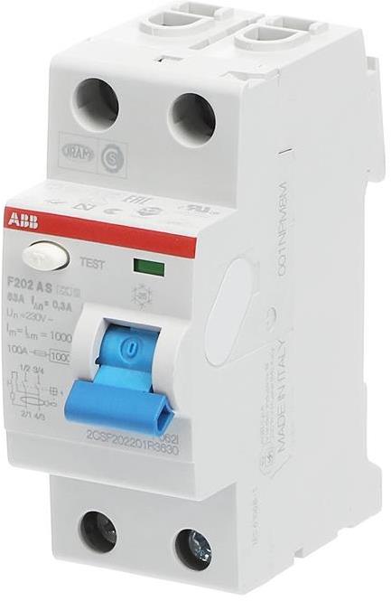 ДТЗ 2P 63A 300mА серия F202 тип F ABB, 2CSF202201R3630