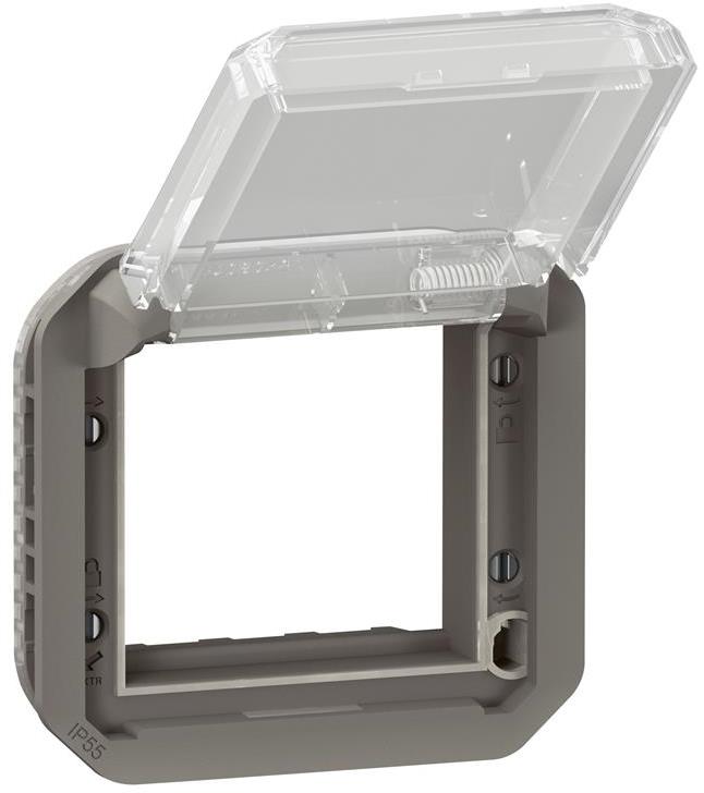 Адаптер за Mosaic 45x45мм с прозрачен капак механизъм цвят Антрацит IP55 Plexo New Legrand, LEGRAND, 69880L