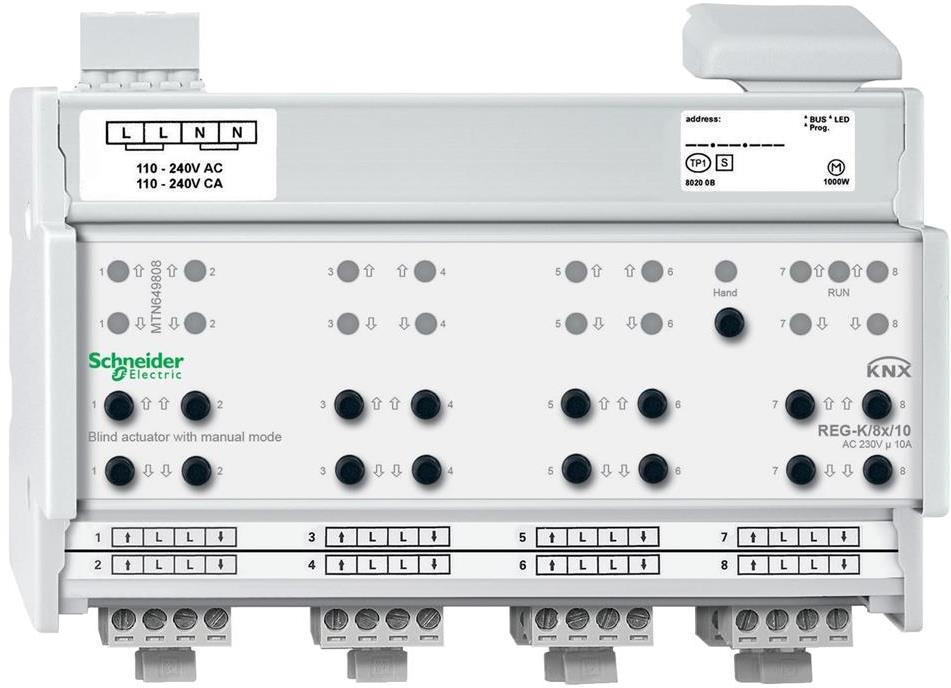 Актуатор щори SpaceLogic 8х 230Vac 10A 8DIN KNX SE, MTN649808