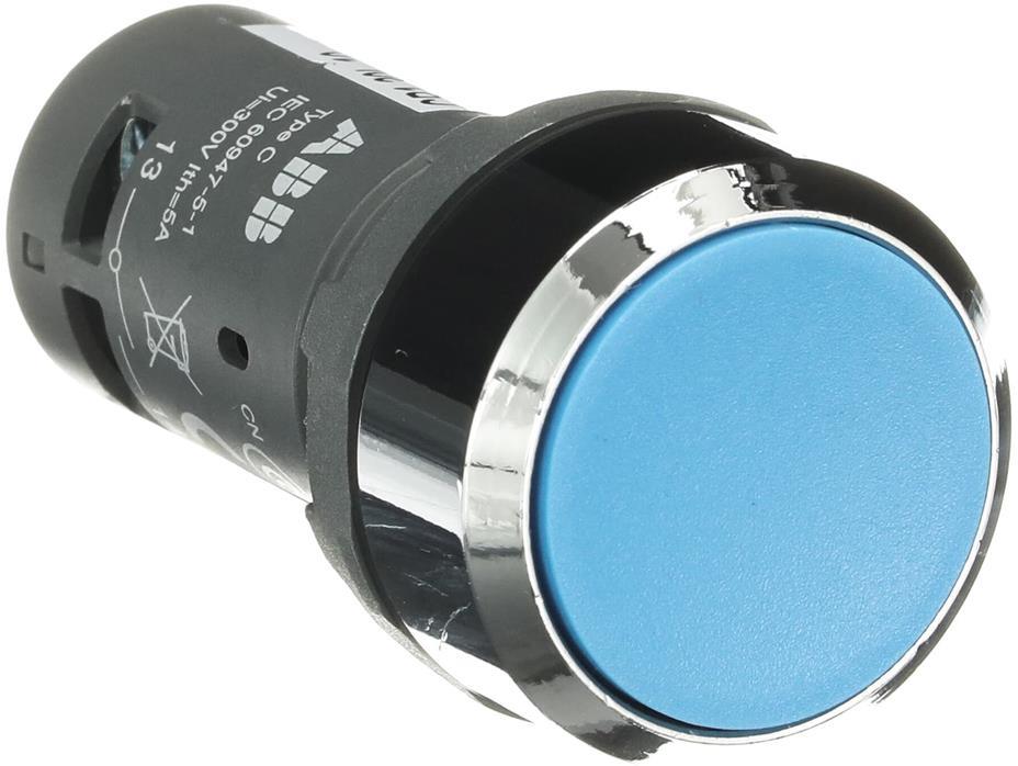 Бутон син CP1-30L-10 1NO хромиран ринг Ø22mm Compact ABB, 1SFA619100R3014