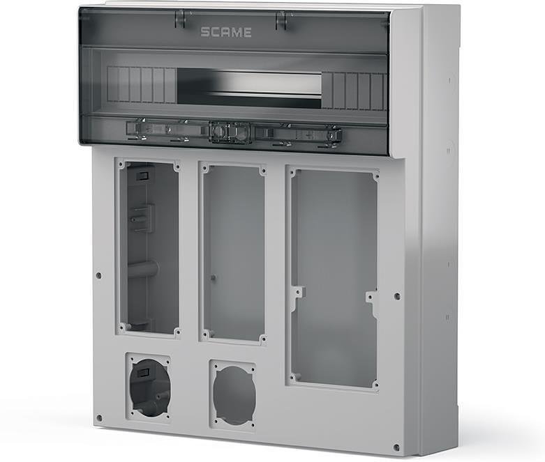 Табло за индустриални контакти и DIN модули IP65, UV, серия Proxima (24 DIN и 2х16A или 32A и 1х 63A с блокировка 2х Шуко) Scame-573.5351