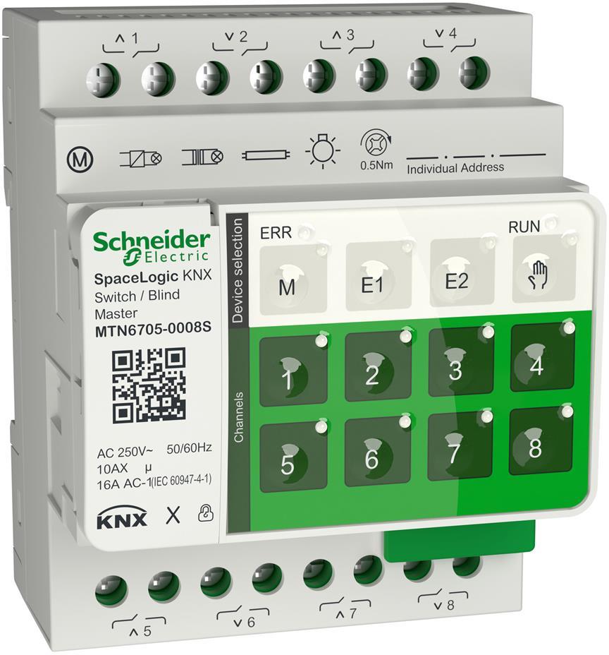 Актуатор щори SpaceLogic 4х 230Vac 16A 4DIN KNX SE, MTN6705-0008S