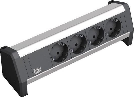 Модул DESK 1 с 4х Шуко, с кабел 3м, цвят Черен, Bachmann, BACHMANN, B339.1000