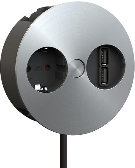 Модул TWIST с 1х Шуко и USB тип A+A, цвят Хром мат, Bachmann, BACHMANN, B931.033