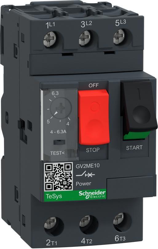 Моторна защита TeSys GV2ME 2.2kW TM 4…6.3A 100kA SE, SCHNEIDER ELECTRIC НИСКО НАПРЕЖЕНИЕ, GV2ME10