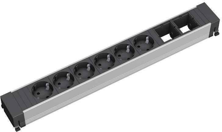Модул за TOP FRAME или CONFERENCE 8M с 6х Шуко и 2х празни модула, цвят Черен, Bachmann, BACHMANN, B909.009