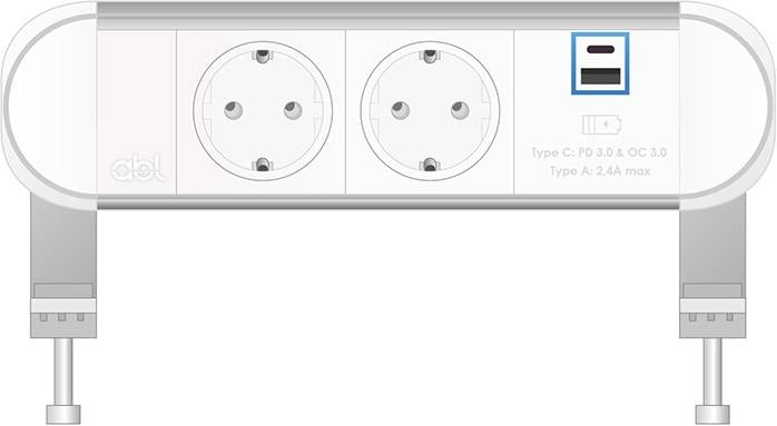 Модул Chroma 3M с 2х Шуко и USB тип A+C PD 35W, цвят Бял/Бял, ABL, ABL Сърбия, 2A0WF2A3