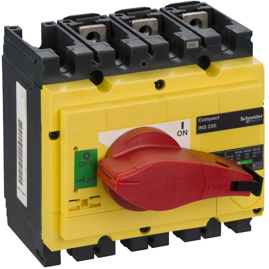 Товаров прекъсвач INS250 3P 250A с червена ръкохватка SE, SCHNEIDER ELECTRIC НИСКО НАПРЕЖЕНИЕ, 31126