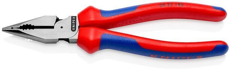 Комбинирани клещи с остър връх, синьо-червена ръкохватка 185мм, Knipex - K0822185