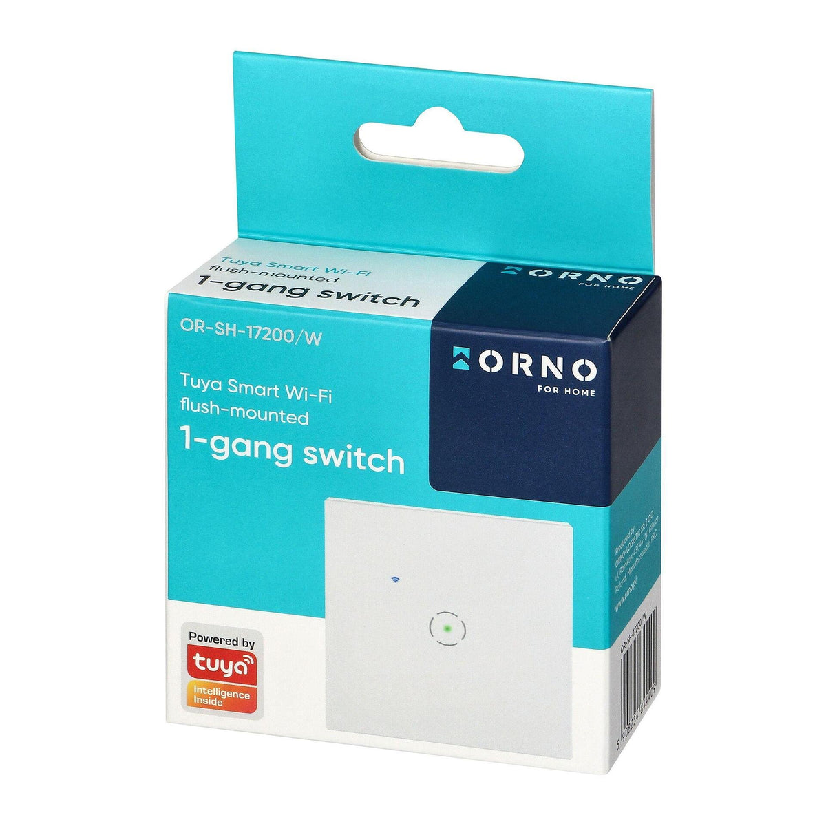 Еднополюсен ключ Tuya Smart Wi-Fi за скрит монтаж с 1 гнездо, бял, ORNO, OR-SH-17200/W