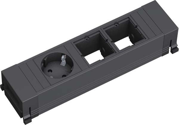 Модул за POWER FRAME PVC 3M с 1х Шуко и 2х празни модула, цвят Черен, Bachmann, BACHMANN, B916.061