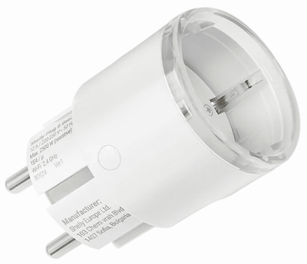 Адаптер Smart за контакт 1х Шуко 12A с мерител Shelly Plug S Gen3 - 261842, SHELLY