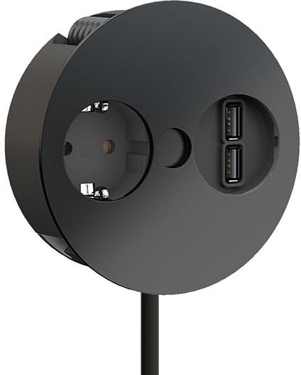 Модул TWIST с 1х Шуко и USB тип A+A, с кабел 2м, цвят Черен, Bachmann, BACHMANN, B931.131