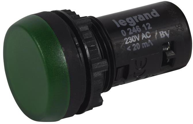 Сигнална лампа LED монолитна зелена 230Vac Ø22mm Legrand, LEGRAND НИСКО НАПРЕЖЕНИЕ, 24612