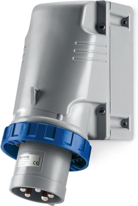 Промишлен щепсел 2P+Е 63A 200-250V IP67/69, 6h серия Optima Top за открит монтаж Scame, SCAME, 245.6393T