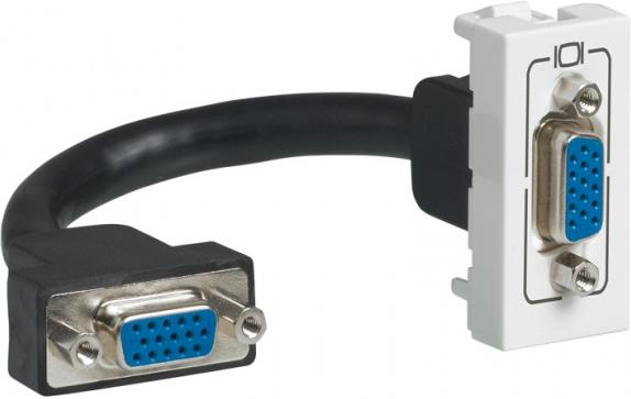 Розетка HD15-VGA 1 мод. с кабел 15см цвят бял Mosaic Legrand, LEGRAND, 78777