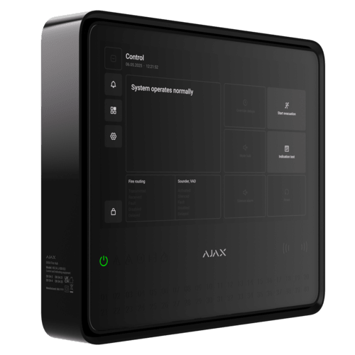 Безжичен пожароизвестителен панел с визуална верификация, Wi-Fi LAN и 4G, черен, EN54 Fire Hub Ajax, AJAX, 125733.315.BL