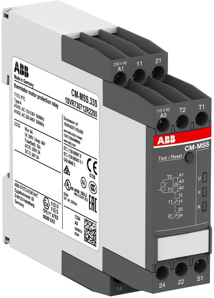 Реле за термисторна защита на двигател, CM-MSS, 2c/o 4A, 110...130Vac / 220...240Vac ABB, 1SVR730712R2200