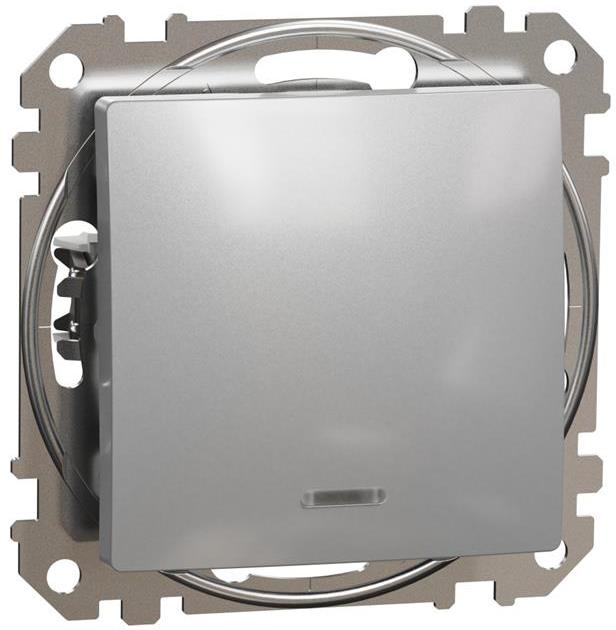Еднополюсен ключ с подсветка цвят Алуминий Sedna SE, SCHNEIDER ELECTRIC, SDD113101L