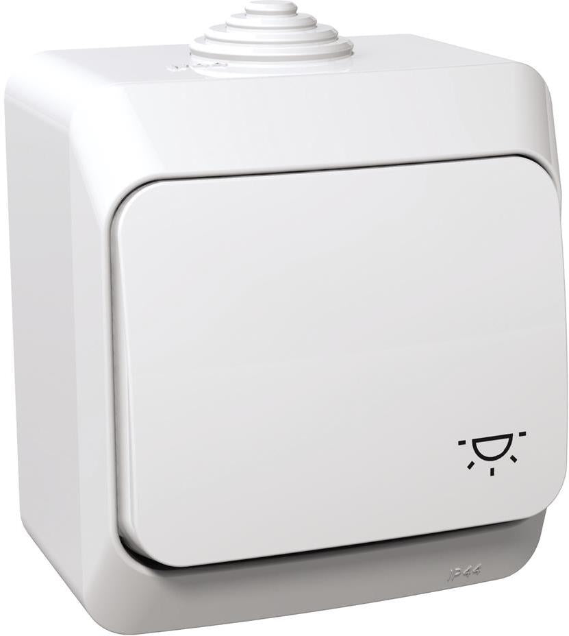 Бутон със символ "лампа" IP44 цвят Бял Cedar Plus SE, SCHNEIDER ELECTRIC, WDE000513
