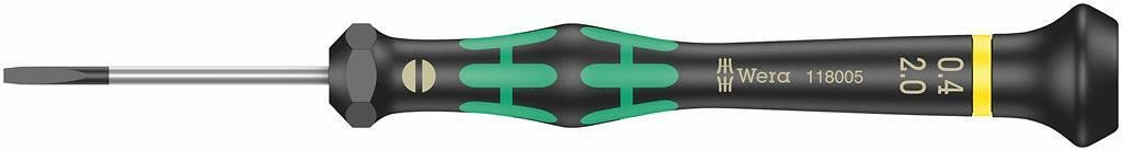Отвертка шлиц 0.40x2.0x40, зелено-черна ръкохватка, 2035 Kraftform Micro Wera - W118005