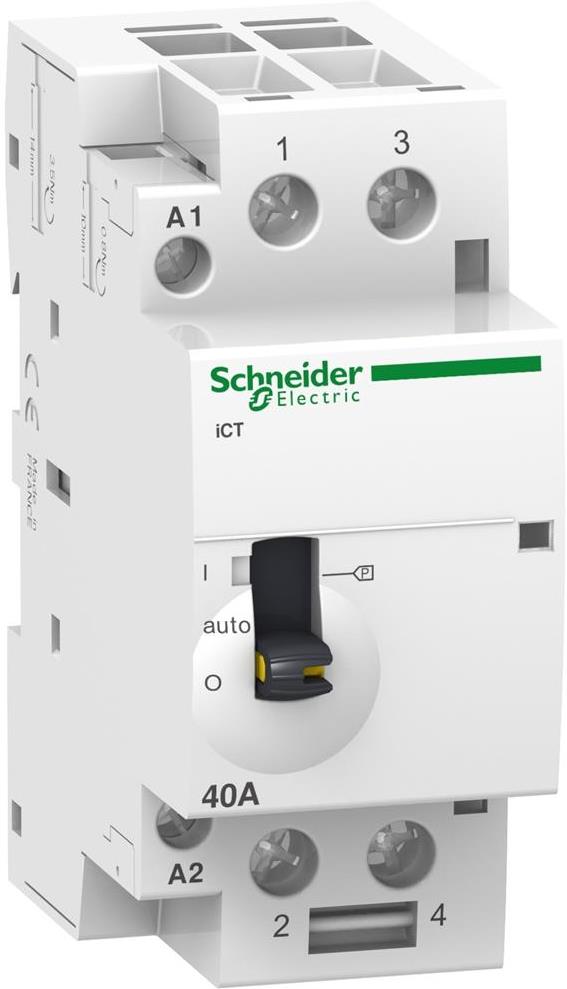 Модулен контактор Acti 9 iCT 40A 2NO 230…240Vac с ръчно управление 2 мод. SE, SCHNEIDER ELECTRIC НИСКО НАПРЕЖЕНИЕ, A9C21842