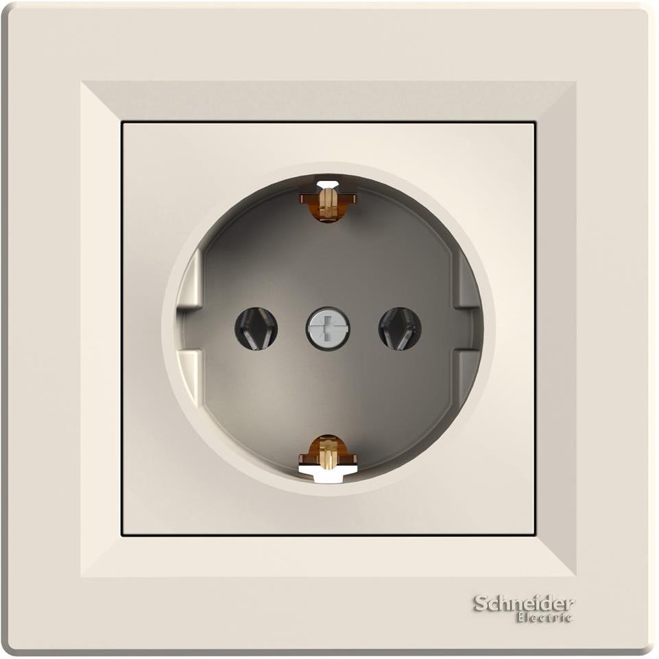 Контакт ШУКО 16A моноблок цвят Крем Asfora SE, SCHNEIDER ELECTRIC, EPH2900123