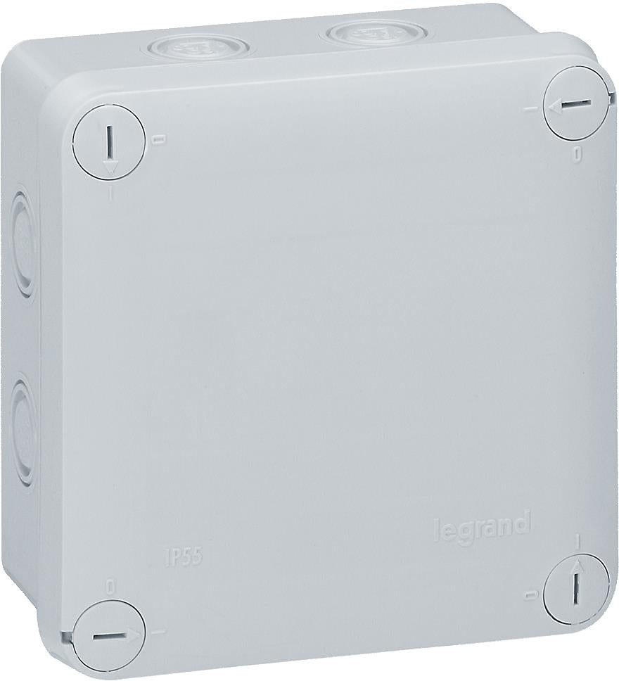 Разклонителна кутия открит монтаж 105x105x55мм гладка IP55 цвят Сив Plexo Legrand, LEGRAND, 92024