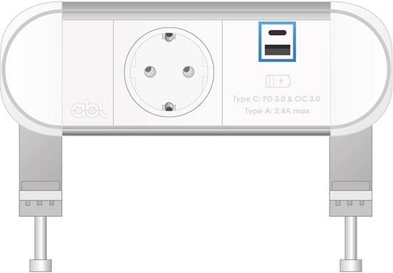 Модул Chroma 2M с 1х Шуко и USB тип A+C Power Delivery 65W, цвят Бял, ABL, ABL Сърбия, 2A01F1H3