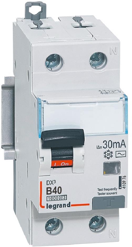ДТЗ комбинирана DX3 1P+N 40A крива B 30mA тип AC 10kA 2 мод. Legrand, LEGRAND НИСКО НАПРЕЖЕНИЕ, 410976