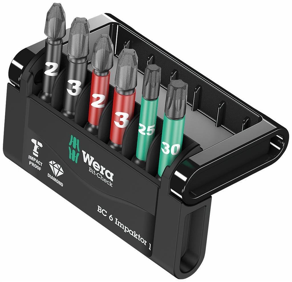 Комплект 6х бита х50мм, Bit-Check 6 Impaktor Wera - W057695