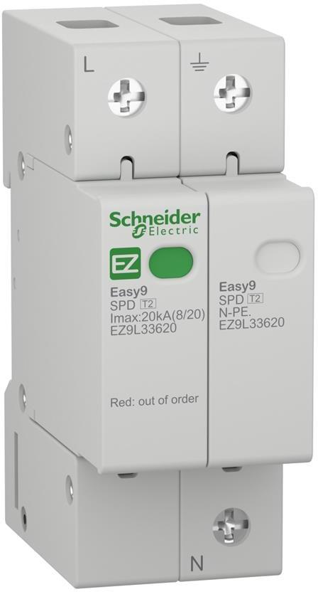 Катоден отводител тип 2 Easy 9 20kA 275V 1P+N SE, SCHNEIDER ELECTRIC НИСКО НАПРЕЖЕНИЕ, EZ9L33620
