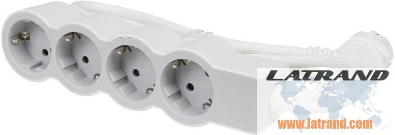 Разклонител бял 4x2P+E с дължина на кабела 3 метра / 1.5mm2 Standard NEW Legrand 694561