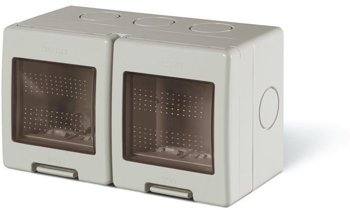 Конзола за открит монтаж с капак IP55 2+2 мод. Unibox цвят СИВ Scame-136.5124