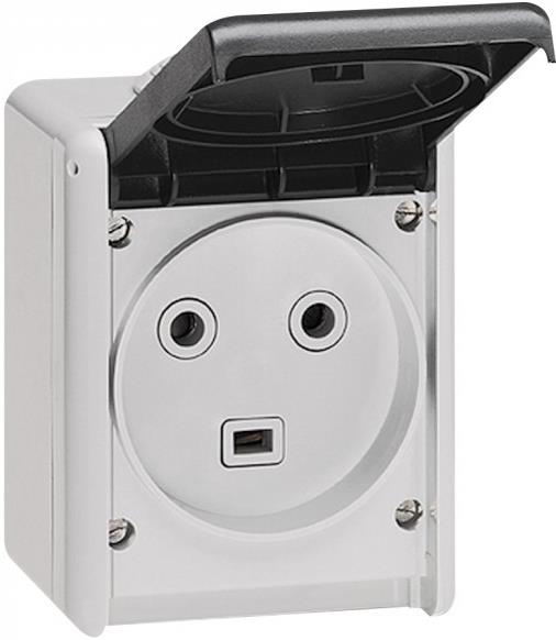Контакт френски стандарт открит монтаж 2P+N 32A IP44 цвят Сив Plexo Legrand, LEGRAND, 55872