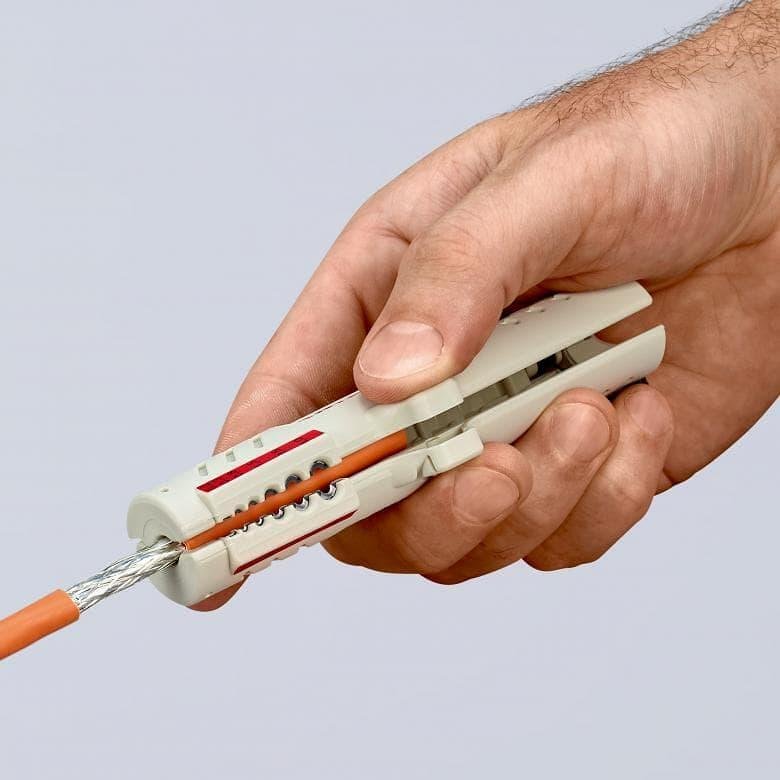 Инструмент за заголване на LAN кабели, сива ръкохватка 125мм, с фиксатор, Knipex - K1665125SB