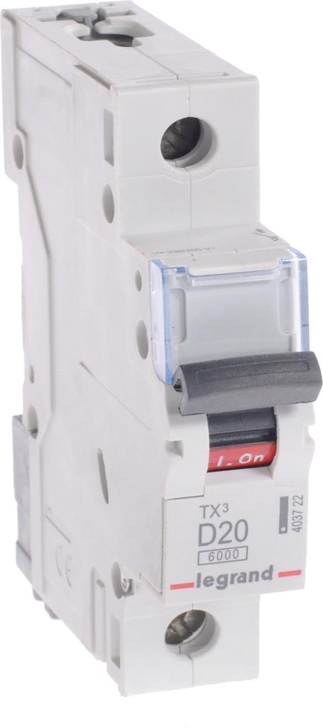 Автоматичен прекъсвач TX3 1P 20A крива D 6kA Legrand, LEGRAND НИСКО НАПРЕЖЕНИЕ, 403722